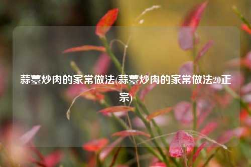 蒜薹炒肉的家常做法(蒜薹炒肉的家常做法20正宗)