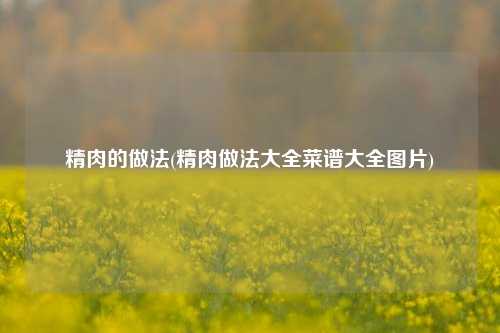精肉的做法(精肉做法大全菜谱大全图片)