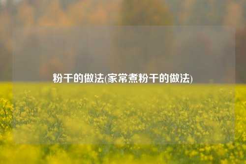 粉干的做法(家常煮粉干的做法)
